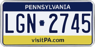 PA license plate LGN2745