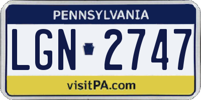 PA license plate LGN2747