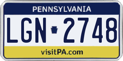 PA license plate LGN2748