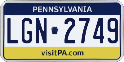 PA license plate LGN2749