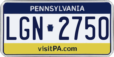PA license plate LGN2750