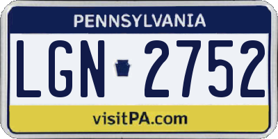 PA license plate LGN2752