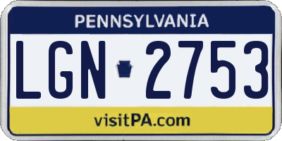 PA license plate LGN2753
