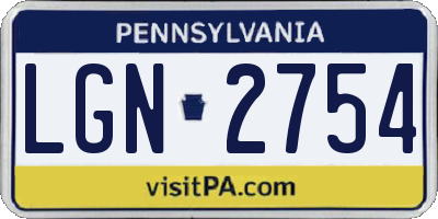 PA license plate LGN2754