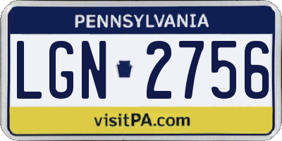 PA license plate LGN2756