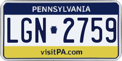 PA license plate LGN2759