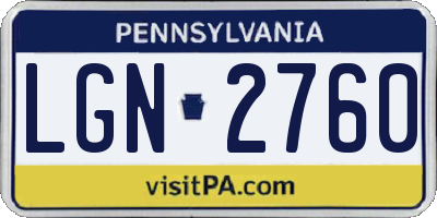 PA license plate LGN2760