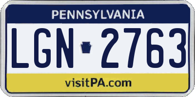 PA license plate LGN2763