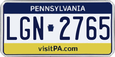 PA license plate LGN2765