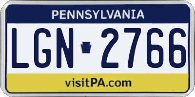 PA license plate LGN2766