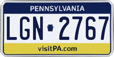 PA license plate LGN2767