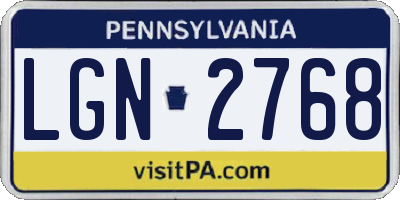 PA license plate LGN2768