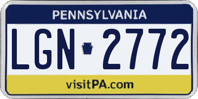 PA license plate LGN2772