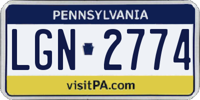PA license plate LGN2774