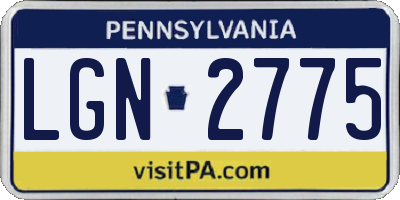 PA license plate LGN2775