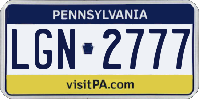 PA license plate LGN2777