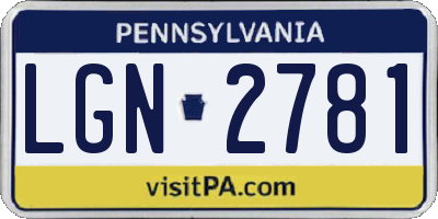 PA license plate LGN2781