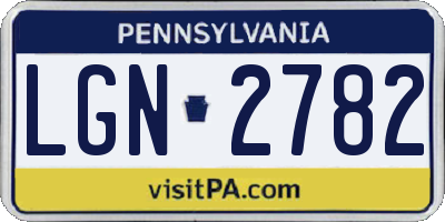 PA license plate LGN2782