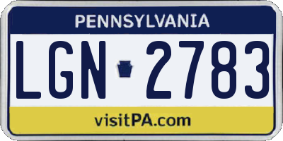 PA license plate LGN2783