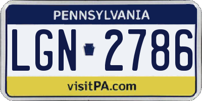 PA license plate LGN2786