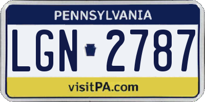 PA license plate LGN2787