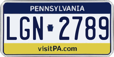 PA license plate LGN2789