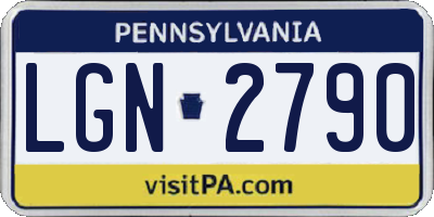 PA license plate LGN2790