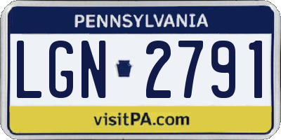 PA license plate LGN2791