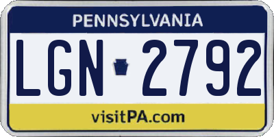 PA license plate LGN2792