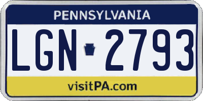 PA license plate LGN2793