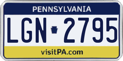 PA license plate LGN2795
