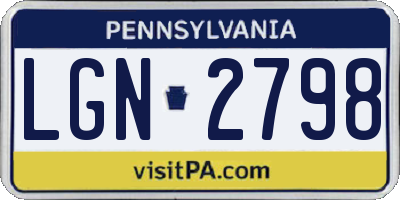 PA license plate LGN2798
