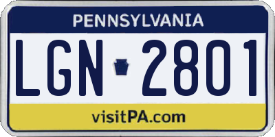 PA license plate LGN2801