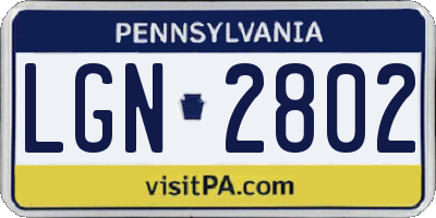 PA license plate LGN2802