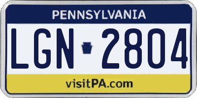 PA license plate LGN2804