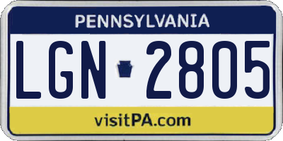 PA license plate LGN2805