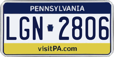 PA license plate LGN2806