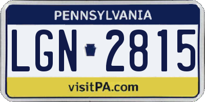PA license plate LGN2815