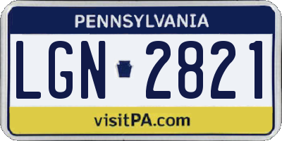 PA license plate LGN2821