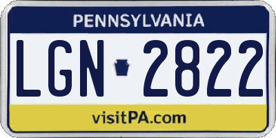 PA license plate LGN2822