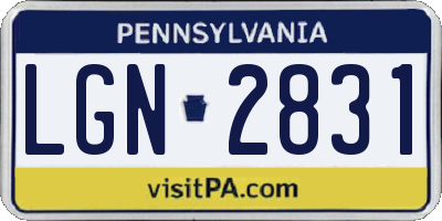 PA license plate LGN2831