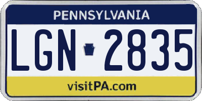 PA license plate LGN2835