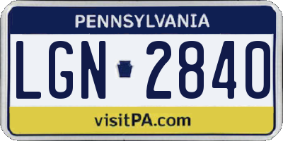 PA license plate LGN2840