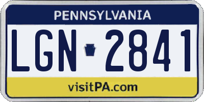 PA license plate LGN2841