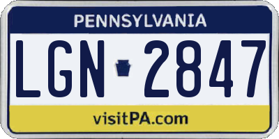 PA license plate LGN2847