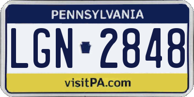 PA license plate LGN2848