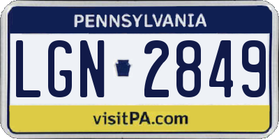 PA license plate LGN2849