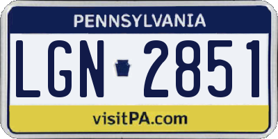PA license plate LGN2851