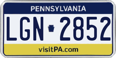 PA license plate LGN2852