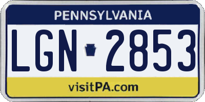 PA license plate LGN2853